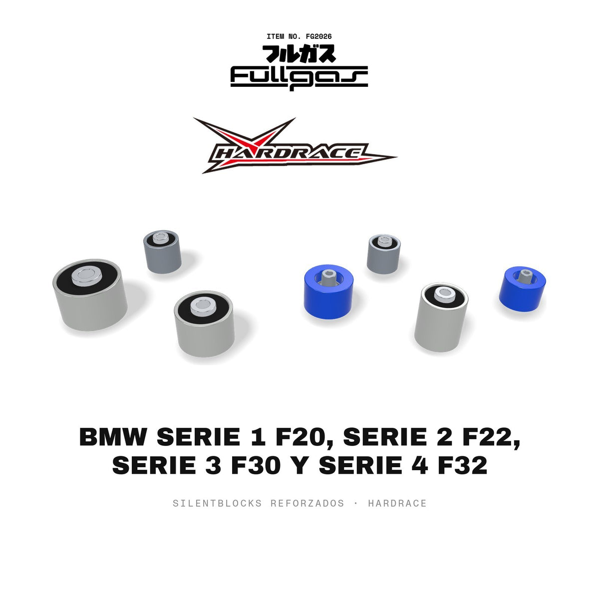 Silentblocks reforzados Hardrace BMW Serie 1 F20, Serie 2 F22, Serie 3 F30 y Serie 4 F32