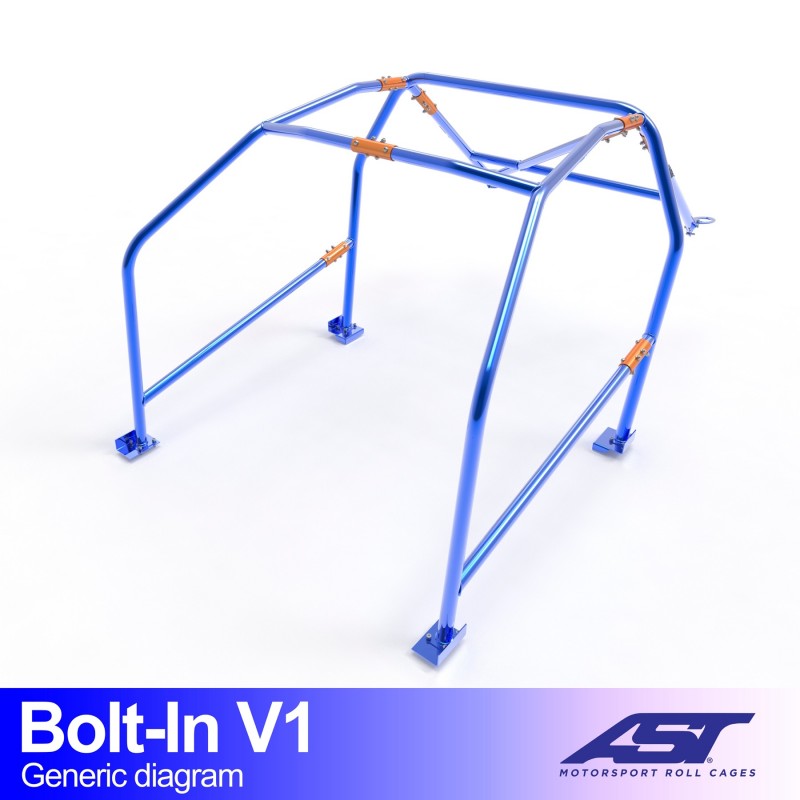 Jaula antivuelco AST Nissan 200SX S13 3 puertas - Jaula competición atornillada V1