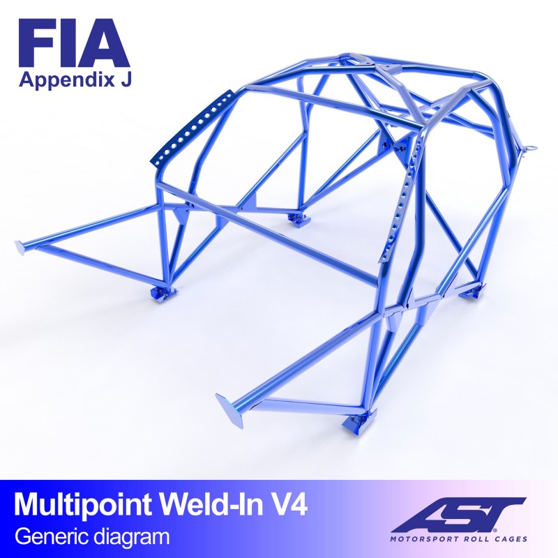 Jaula antivuelco AST Renault Clio II 3 puertas - Jaula competición multipunto V4