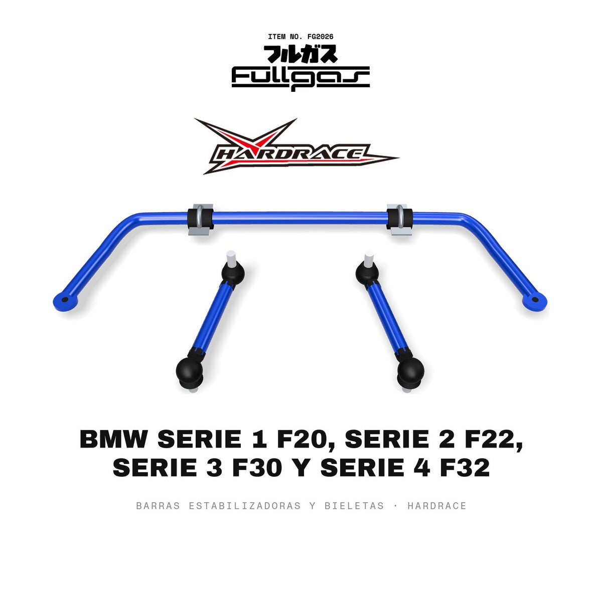 Barras estabilizadoras y bieletas Hardrace BMW Serie 1 F20, Serie 2 F22, Serie 3 F30 y Serie 4 F32
