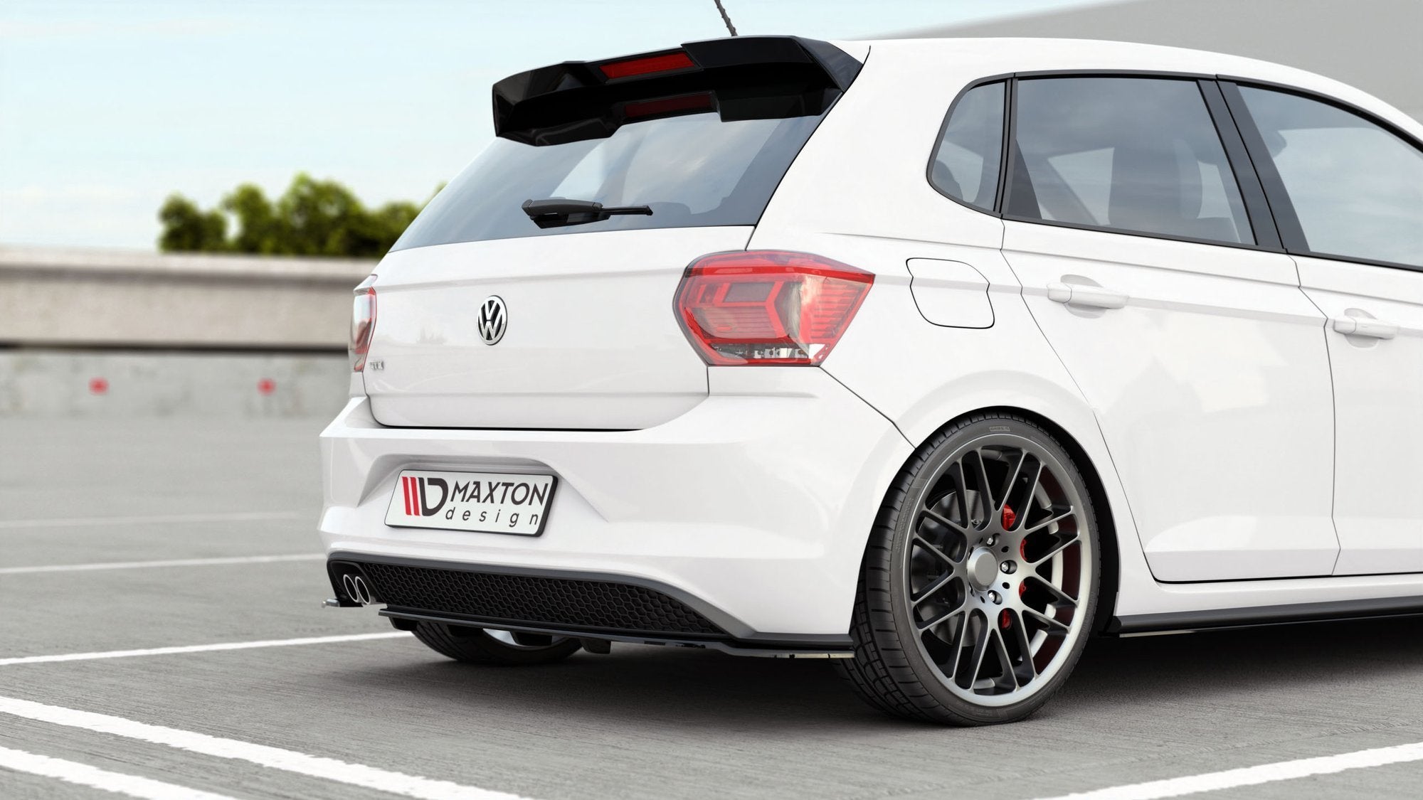 Splitter trasero Volkswagen Polo GTI R-Line Mk6 (con barras verticales)