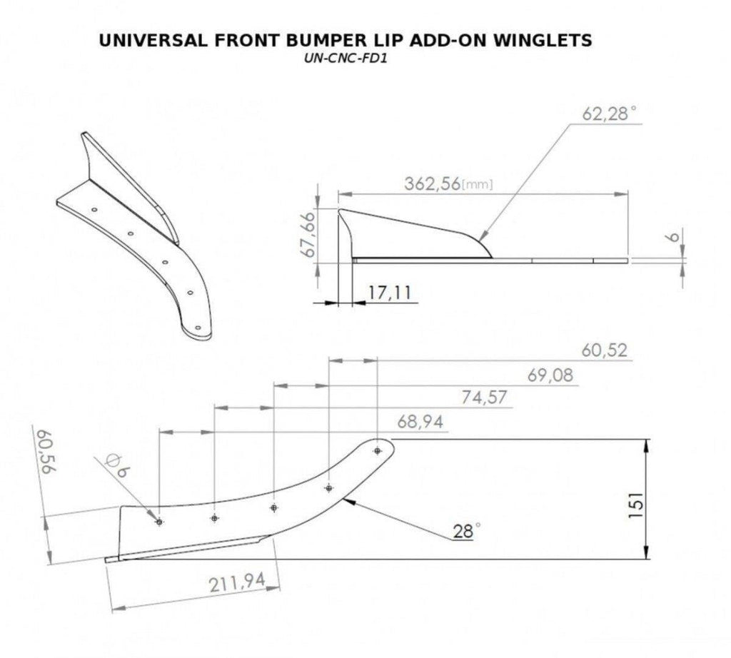 Universal front bumper winglets