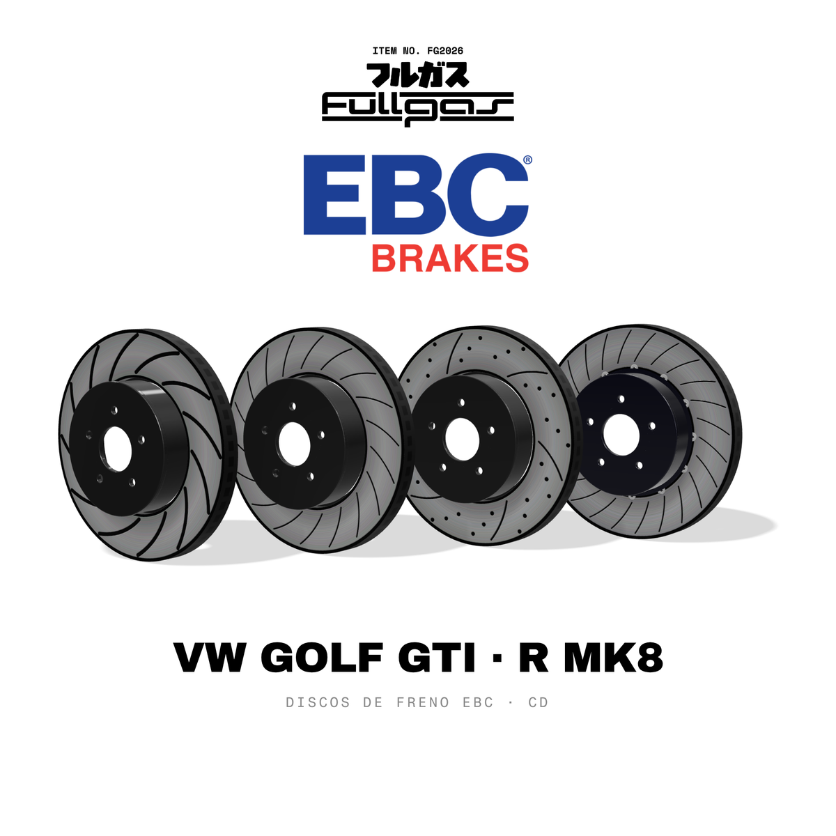 Discos de freno EBC Volkswagen Golf GTI / R Mk8 (CD): BSD, USR, GD, SG