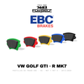 Pastillas de freno EBC Volkswagen Golf GTI / R Mk7 y Mk7.5 (5G): Yellowstuff, Bluestuff NDX, Redstuff, Greenstuff, RP-X