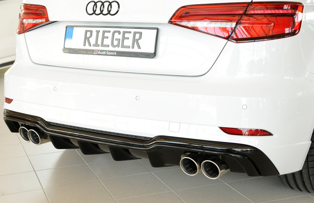 DIFUSOR RIEGER EN NEGRO BRILLO PARA AUDI A3 S-line / S3 2016 - 2020 - FULL GAS
